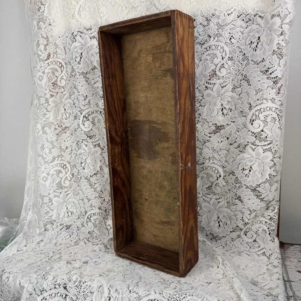 Vintage Primitive Wood Riser Drawer Storage Crate Rustic Finger Joint Home Decor